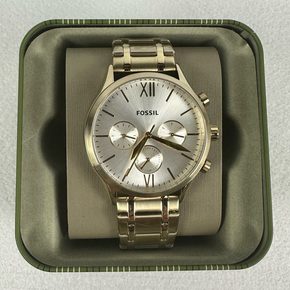 New FOSSIL Mens Fenmore Multifunction Gold-Tone Stainless Steel Watch BQ2809 - Picture 12 of 14